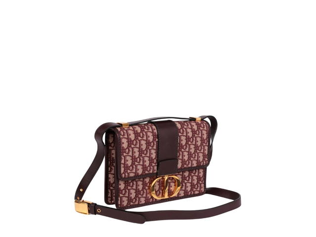 Dior Dior Burgundy Oblique Jacquard & Burgundy Leather 30 Montaigne Bag In Gold Hardware With Red - view 2
