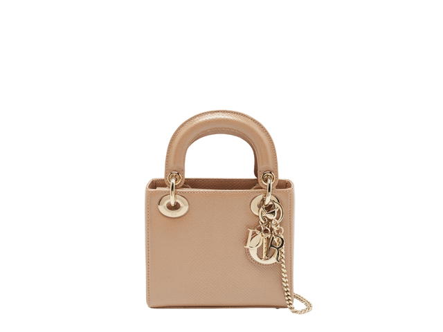 Dior Dior Mini Lady Dior Tote In Lizard Embossed Patent Leather With Gold Hardware - view 1