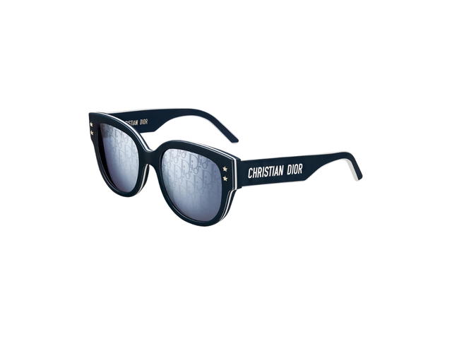 Dior Dior Pacific B2I In Navy Blue Round White Trilayer Effect Acetate Frame With Dior Oblique Blue Mirrored Lenses - view 1