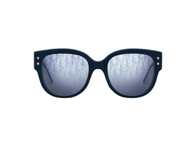 Dior Dior Pacific B2I In Navy Blue Round White Trilayer Effect Acetate Frame With Dior Oblique Blue Mirrored Lenses - view 2