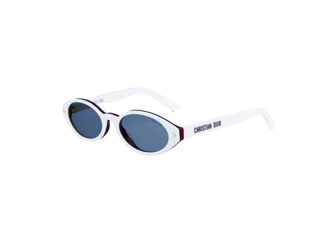 Dior Dior Pacific R1I In White Navy Blue And Red Oval Acetate Frame With Blue Lenses - view 1