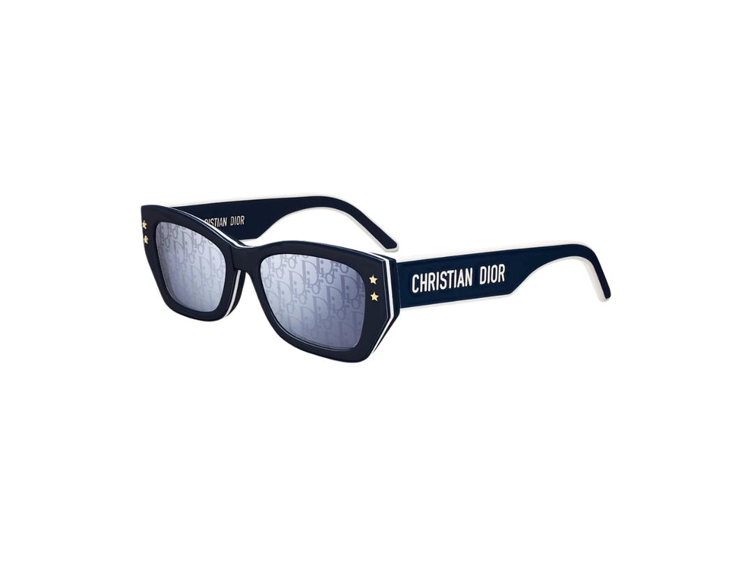 Dior Dior Pacific S2U In Navy Blue And White Triple-Layer-Effect Acetate Frame With Blue Dior Oblique Mirrored Lenses