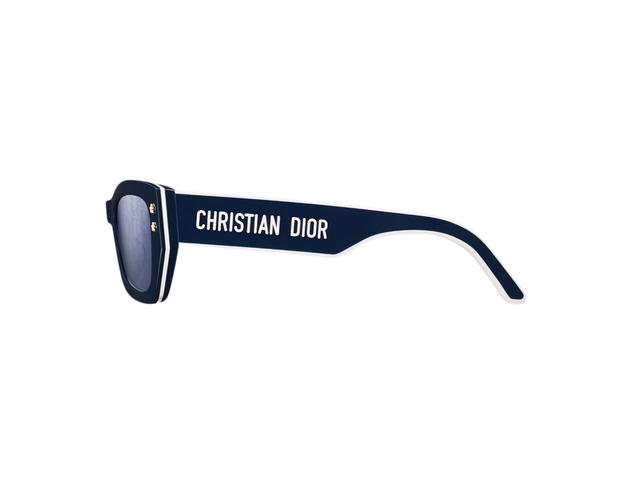 Dior Dior Pacific S2U In Navy Blue And White Triple-Layer-Effect Acetate Frame With Blue Dior Oblique Mirrored Lenses - view 3
