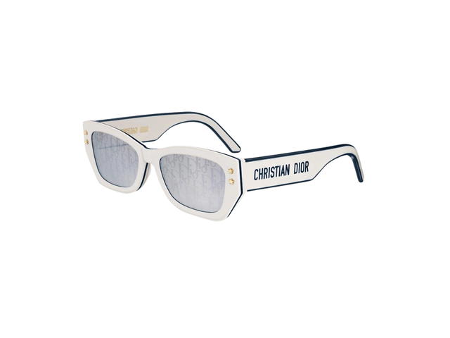 Dior Dior Pacific S2U In White Rectangular And Navy Blue Triple-Layer-Effect Acetate Frame With Gray Dior Oblique Mirrored Lenses - view 1