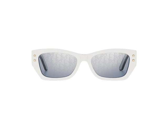 Dior Dior Pacific S2U In White Rectangular And Navy Blue Triple-Layer-Effect Acetate Frame With Gray Dior Oblique Mirrored Lenses - view 2