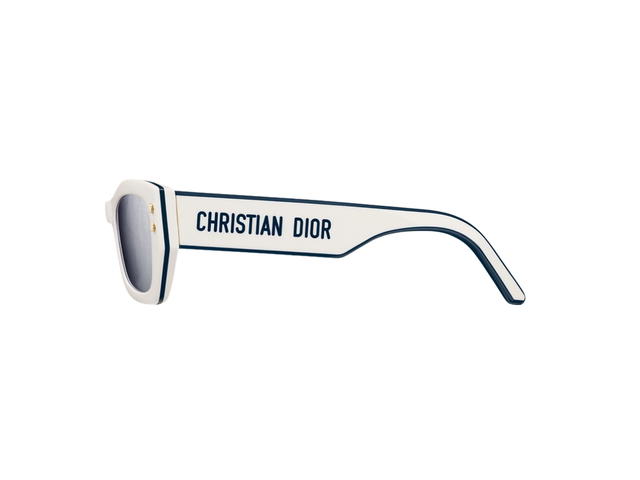Dior Dior Pacific S2U In White Rectangular And Navy Blue Triple-Layer-Effect Acetate Frame With Gray Dior Oblique Mirrored Lenses - view 3