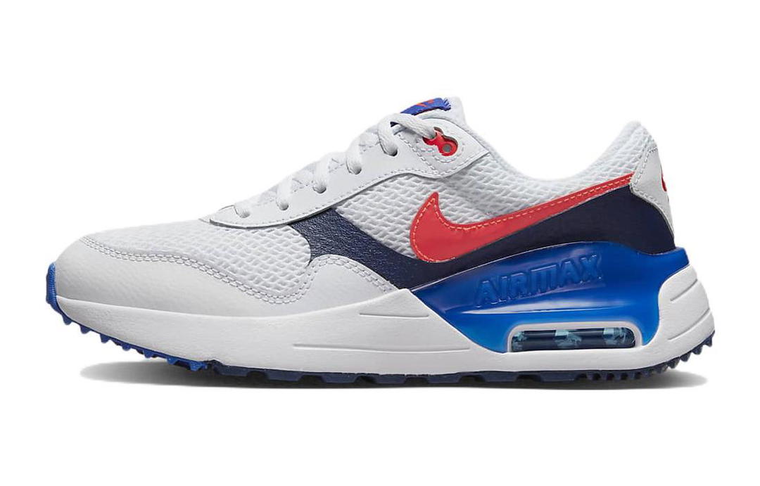 Nike Nike Air Max SYSTM Cushioning Anti-Slip Wear-Resistant Breathability Low-Top Kids Lifestyle Shoes White Blue Teenagers