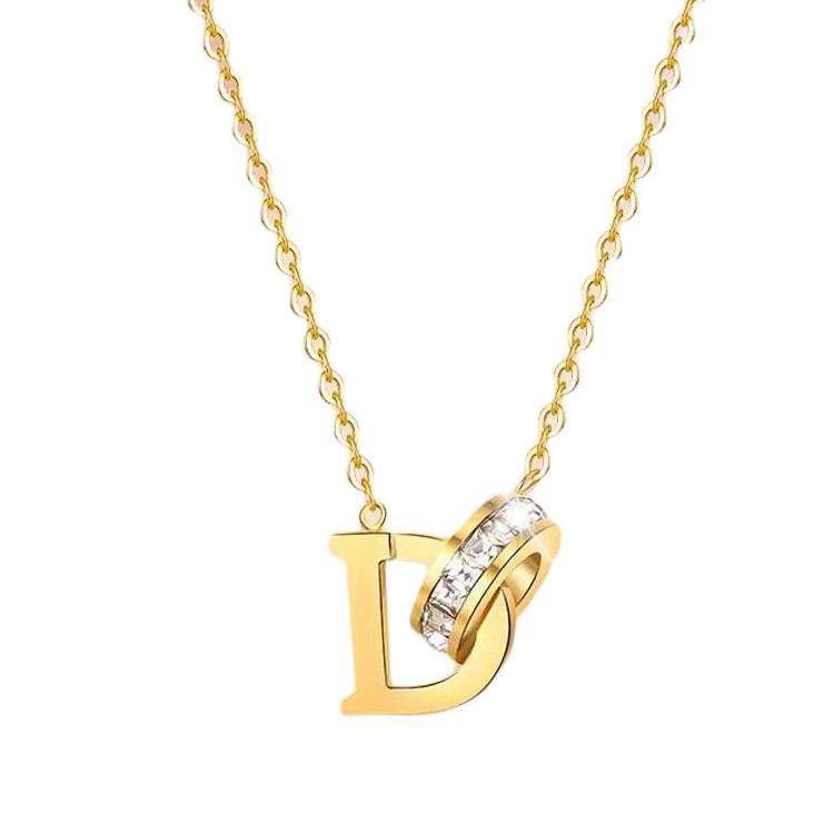 Dior Dior Titanium Steel Crystal Necklaces Unisex Gold