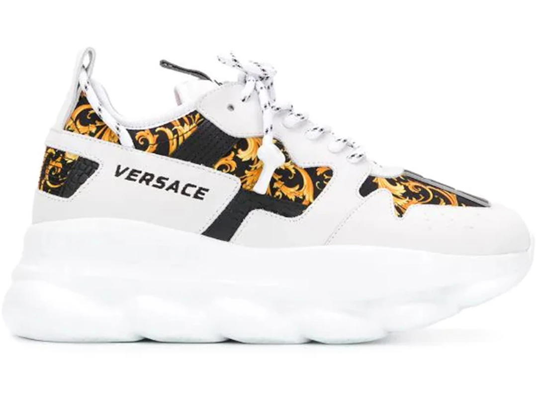 Versace Versace Chain Reaction 2 Barocco Print White Black Yellow (Women's)