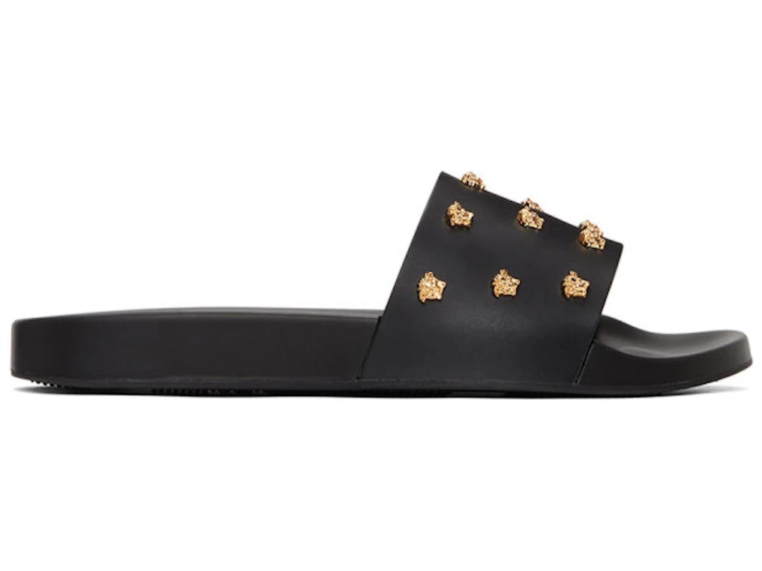 Versace Versace Medusa Head Slides Black Gold
