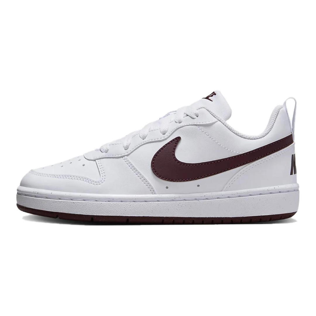 Nike Nike Court Borough Anti Slip Wear Resistant Low Top Kids' Skateboarding Shoes White Coffee Teenagers