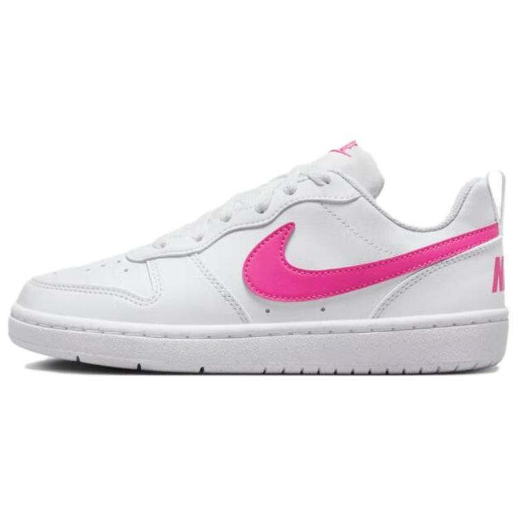 Nike Nike Court Borough Anti Slip Wear Resistant Low Top Kids Lifestyle Shoes White Pink Teenagers