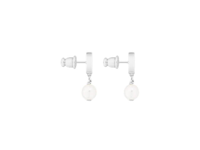 Dior Dior Petit CD Earrings In Palladium-Finish Metal And White Resin Pearls - view 3