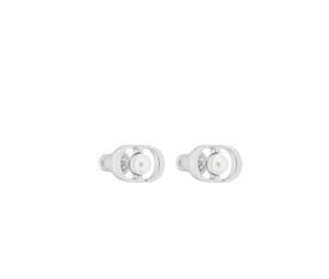Buy Dior Mini Petit CD Jolie Stud Earrings In Palladium-Finish Metal And White Resin Pearls Silver at Sasom – Authentic and Ready to Ship