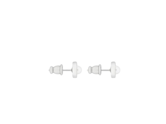 Dior Dior Mini Petit CD Jolie Stud Earrings In Palladium-Finish Metal And White Resin Pearls Silver - view 3