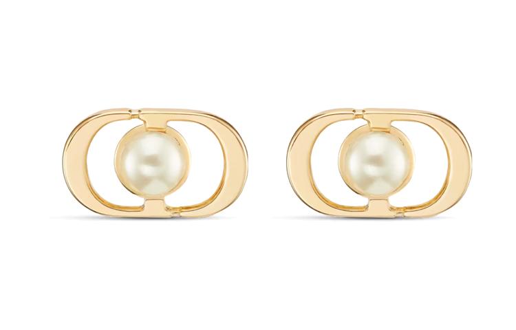 Dior Dior Resin, Metal Stud Earrings Women's Gold