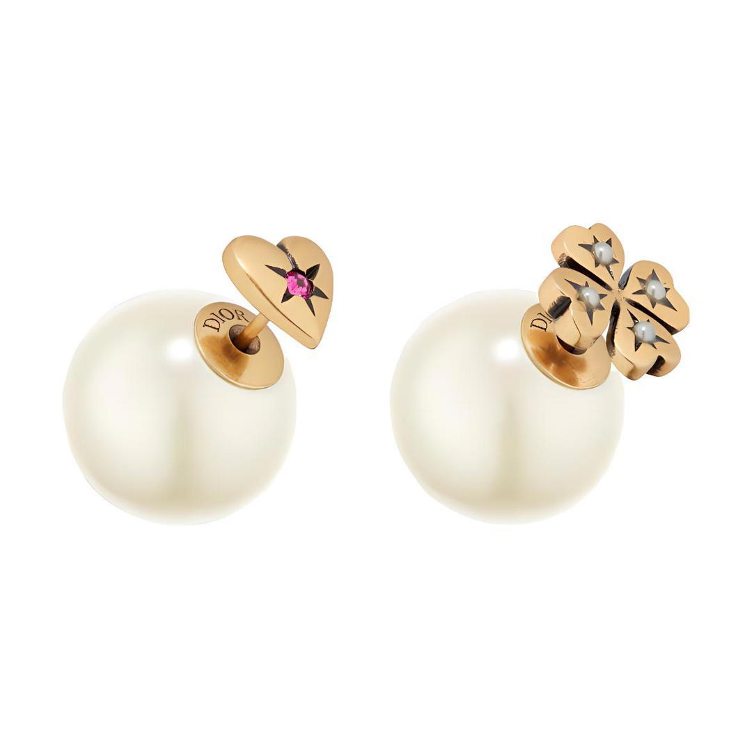 Dior Dior Metal Earrings Women's Gold/White