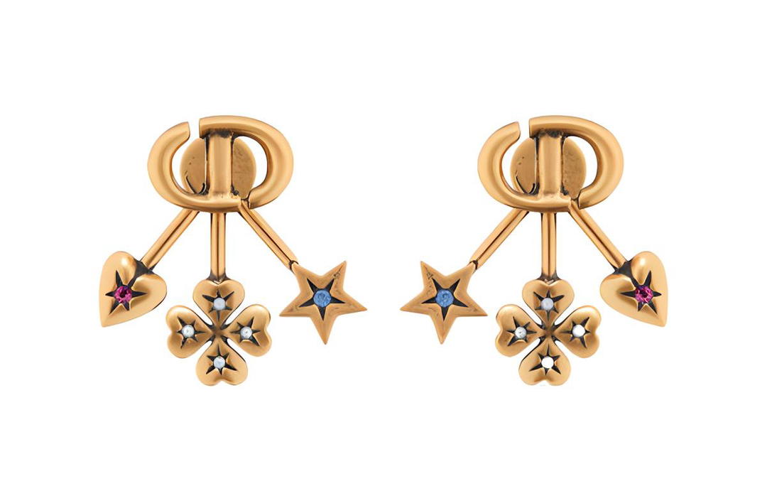 Dior Dior Metal Stud Earrings Women's Gold