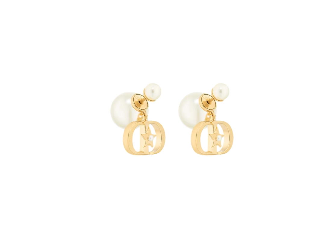 Dior Dior Tribales Earrings In Gold-Finish Metal And White Resin Pearls Gold