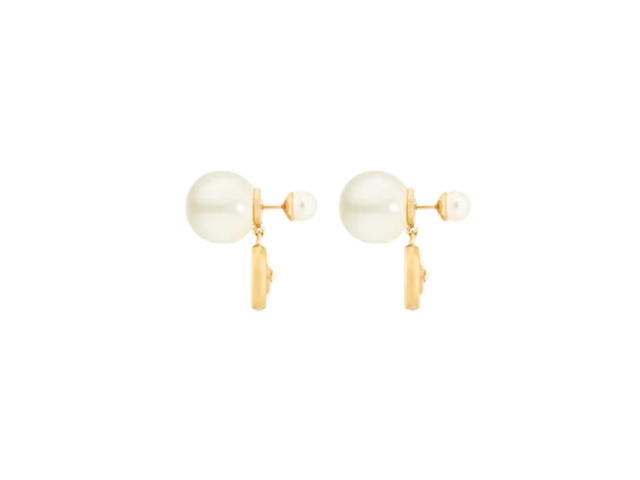 Dior Dior Tribales Earrings In Gold-Finish Metal And White Resin Pearls Gold - view 2