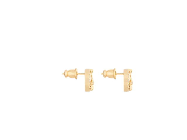 Dior Dior Petit CD Bee Stud Earrings In Gold-Finish Metal And Silver-Tone Crystals - view 3