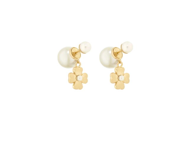 Dior Dior Tribales Earrings In Gold-Finish Metal And White Resin Pearls Gold - view 1