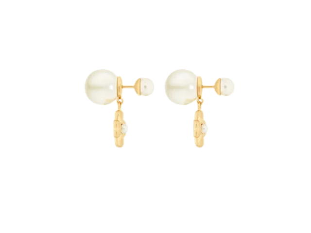 Dior Dior Tribales Earrings In Gold-Finish Metal And White Resin Pearls Gold - view 2