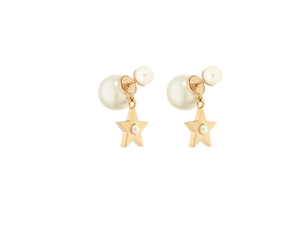 Dior Dior Tribales Earrings In Gold-Finish Metal And White Resin Pearls Gold