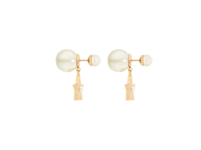Dior Dior Tribales Earrings In Gold-Finish Metal And White Resin Pearls Gold - view 2