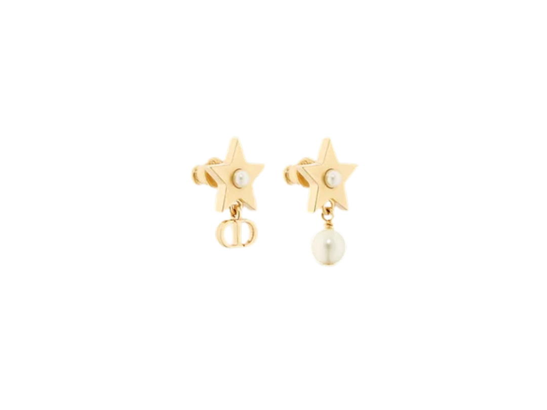 Dior Dior Lucky Dior Earrings In Gold-Finish Metal And White Resin Pearls Gold
