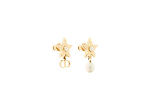 Dior Dior Lucky Dior Earrings In Gold-Finish Metal And White Resin Pearls Gold - view 1