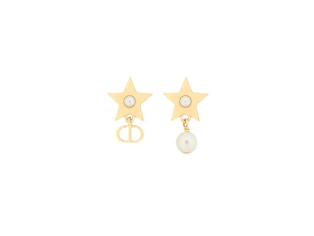 Dior Dior Lucky Dior Earrings In Gold-Finish Metal And White Resin Pearls Gold - view 2