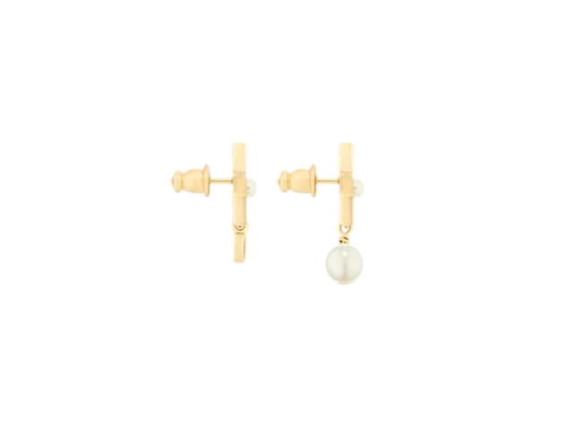 Dior Dior Lucky Dior Earrings In Gold-Finish Metal And White Resin Pearls Gold - view 3
