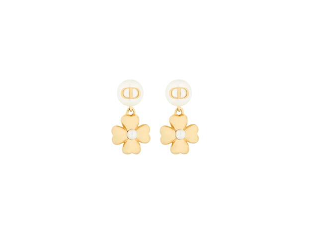 Dior Dior Lucky Dior Earrings In Gold-Finish Metal And White Resin Pearls Gold - view 2