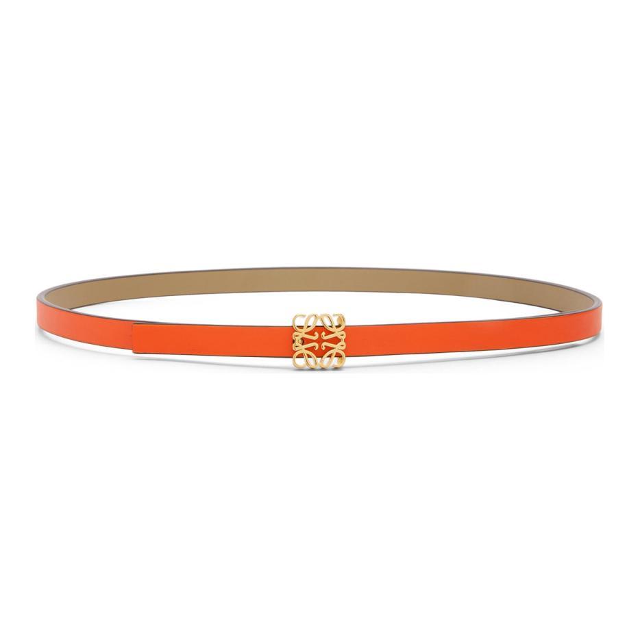 Loewe Loewe Cubic Double Sided, Smooth Buckle Calfskin Leather Belts Women's Bright Orange Width 1CM