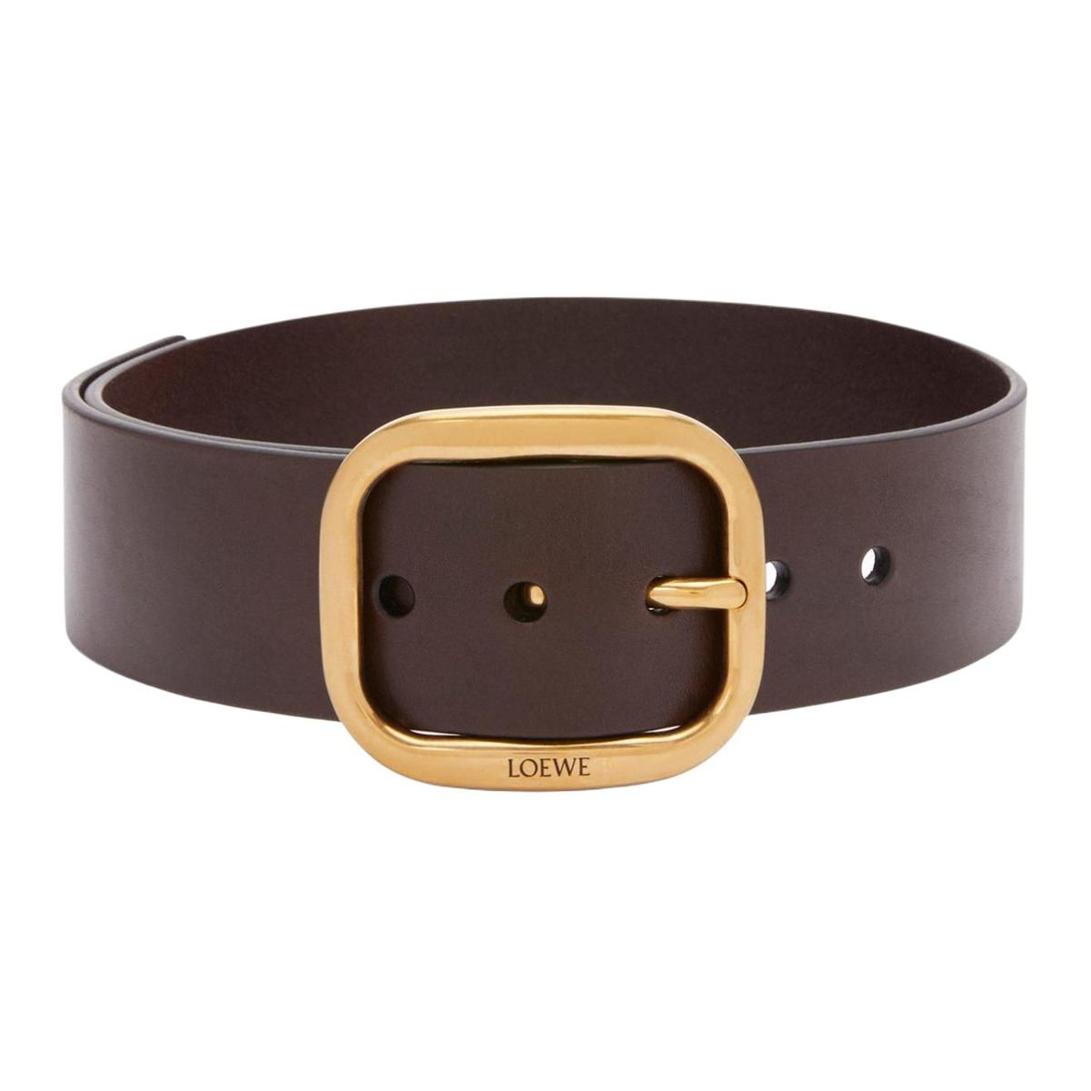 Loewe Loewe Calfskin Leather Belts Women's Brown Width 5CM