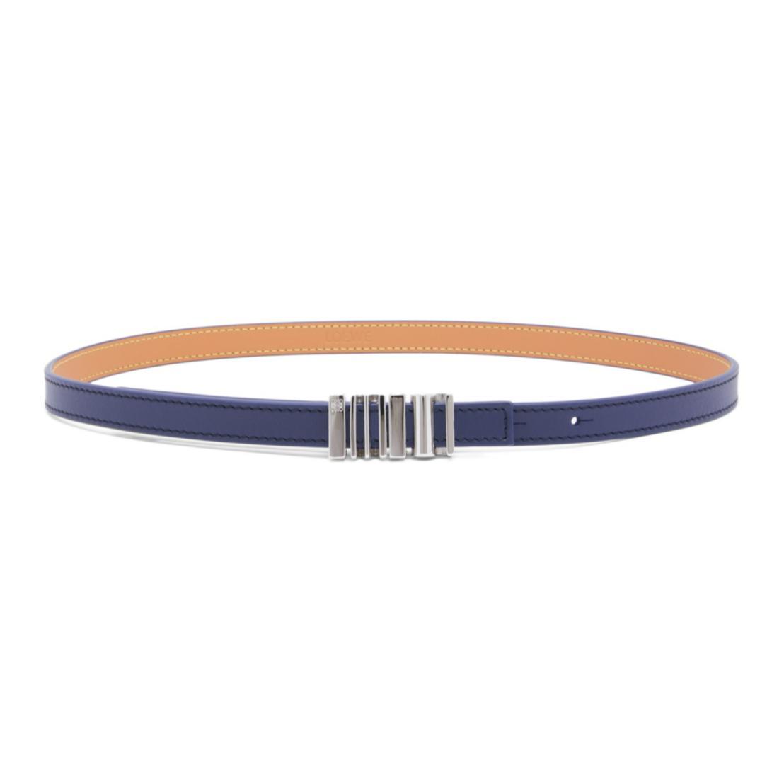 Loewe Loewe Polished Letter Logo Pattern Smooth Buckle Calfskin Leather Belts Women's Blue Width: 1.5cm