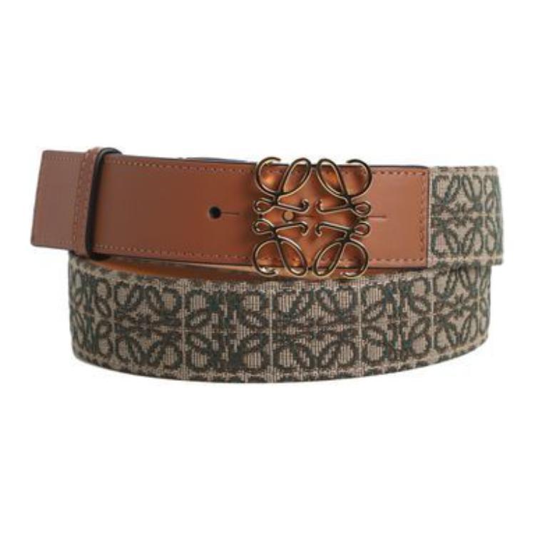 Loewe Loewe Jacquard Buckle Design Calfskin Leather Belts Men's Brown Width 3.5CM