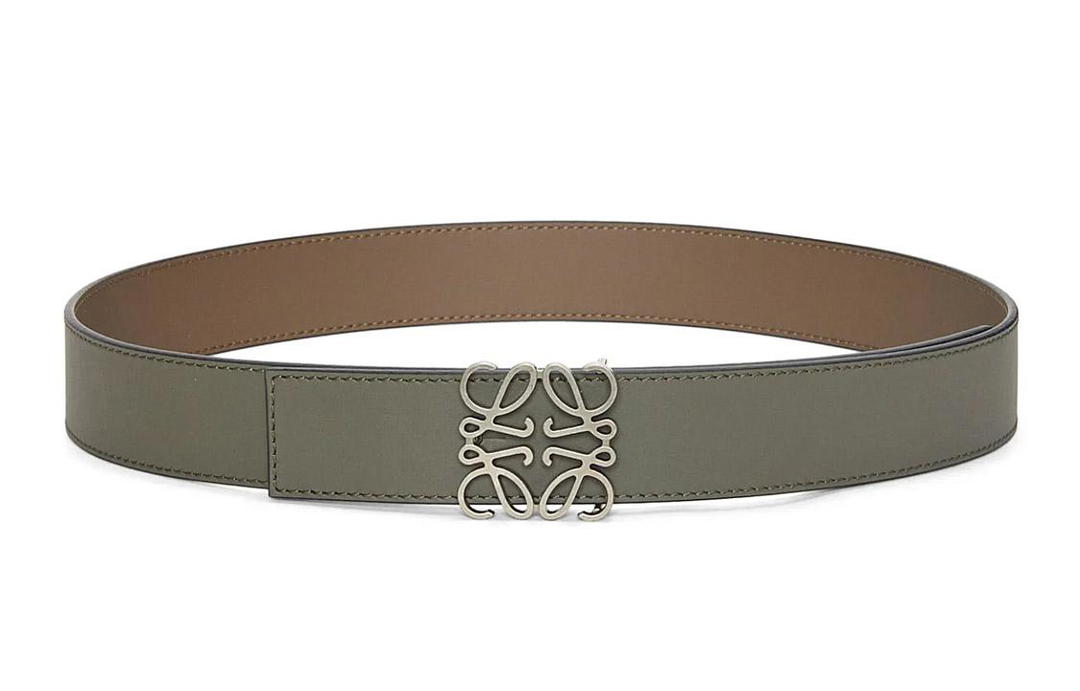 Loewe Loewe Cow Leather Belts Men's Green Width 3.5cm
