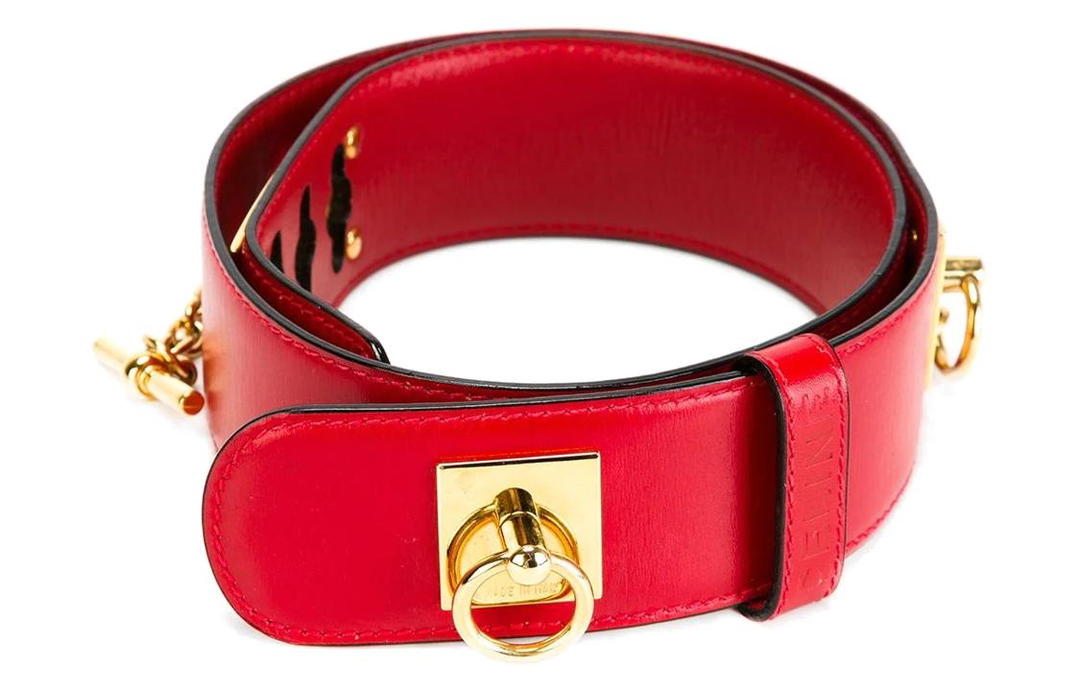 Celine Celine Letter Round Decoration Smooth Buckle Leather Belts Women's Red Width: 4cm