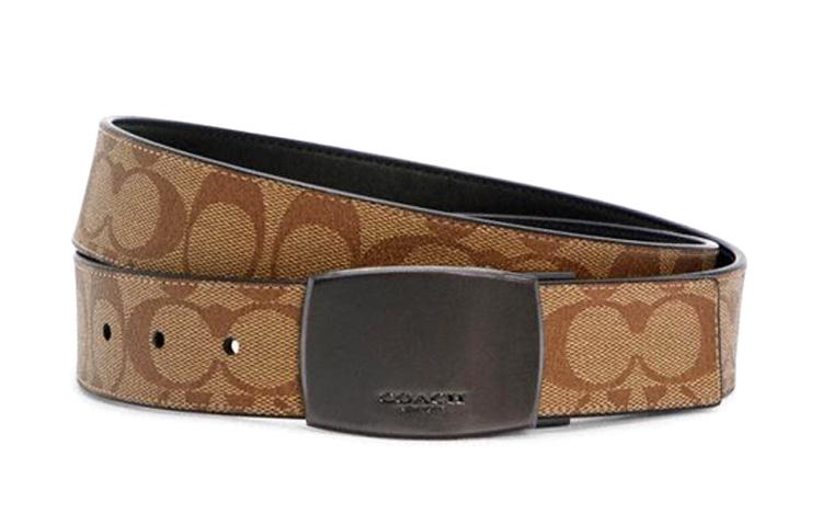 Coach Coach PVC Leather Belts Men's Khaki Width: 3.5cm