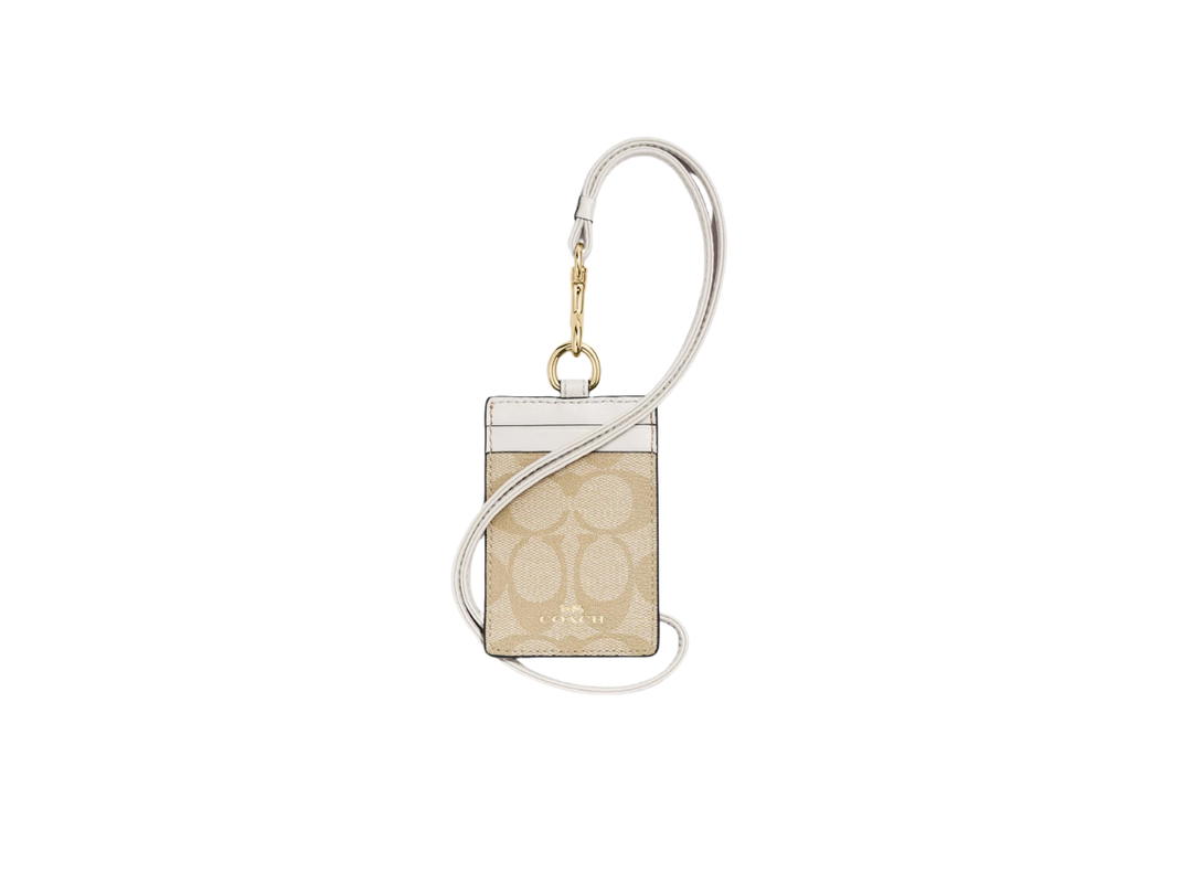 Coach Coach Id Lanyard In Signature Canvas With Gold Hardware Chalk