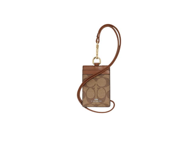 Coach Coach Id Lanyard In Signature Canvas With Gold Hardware Khaki - view 1