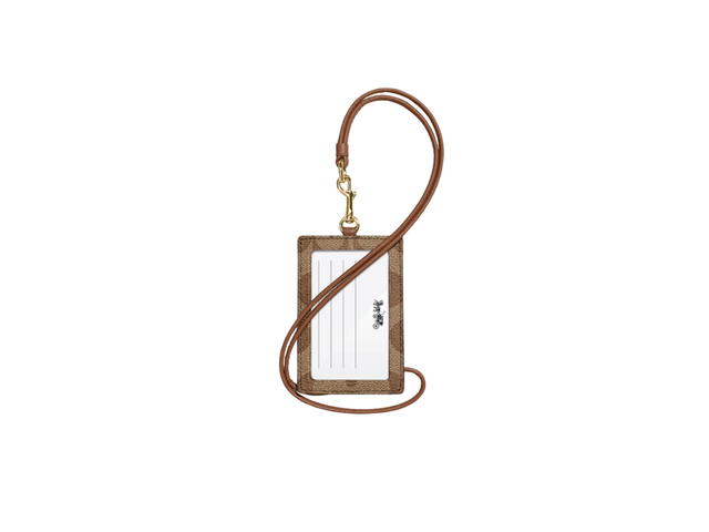 Coach Coach Id Lanyard In Signature Canvas With Gold Hardware Khaki - view 2