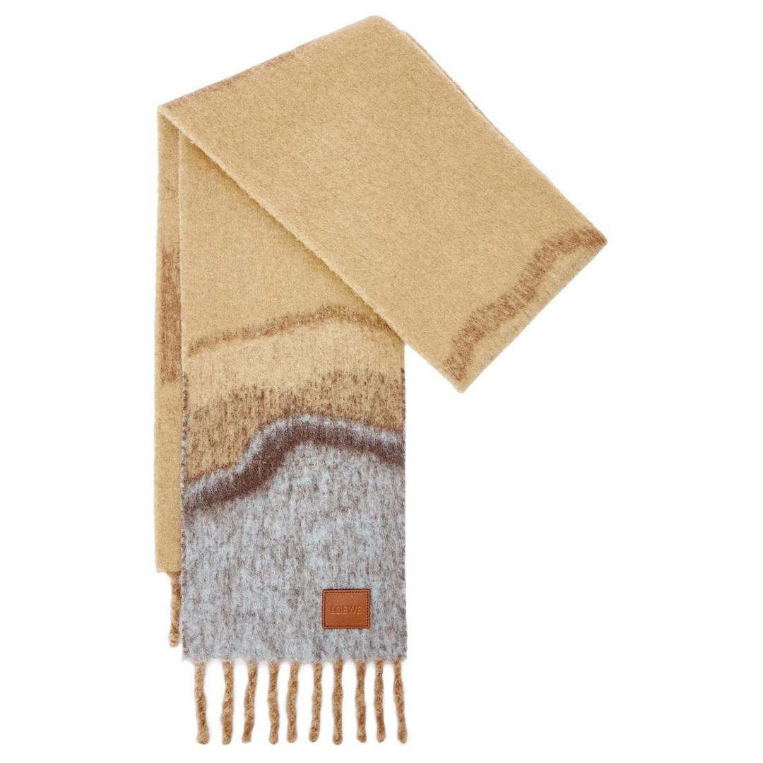 Loewe Loewe Alpaca Polyamide Wool Polyester Leather Knit Scarves Women's Camel