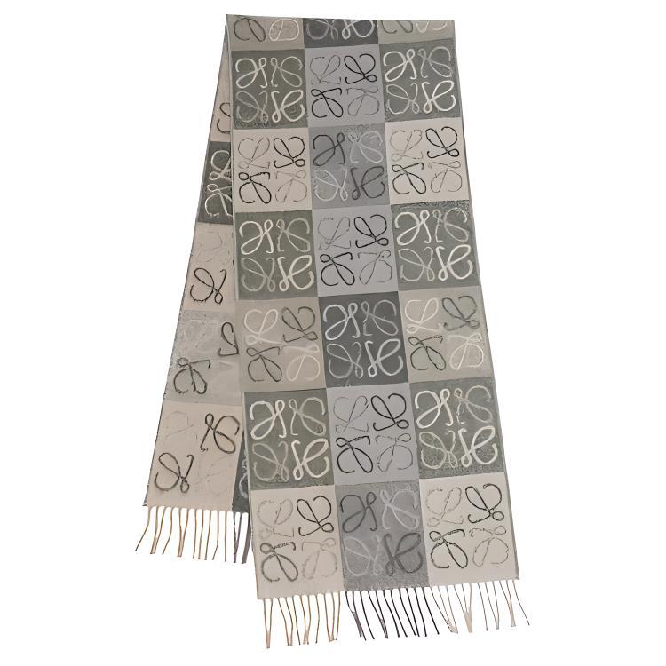 Loewe Loewe Wool Cashmere Knit Scarves Unisex Coffee