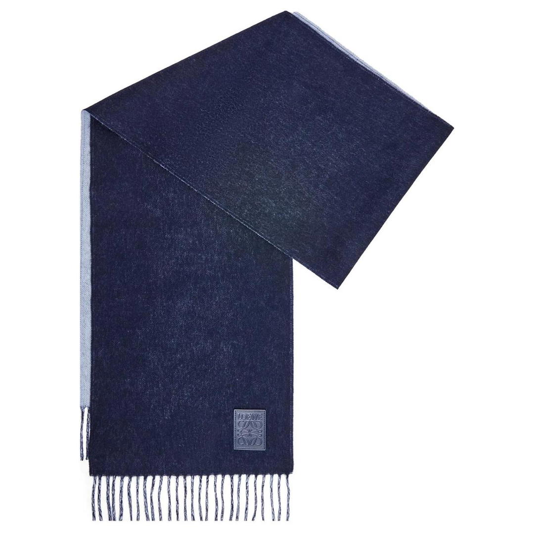 Loewe Loewe Wool Cashmere Leather Cashmere Knit Scarves Women's Navy