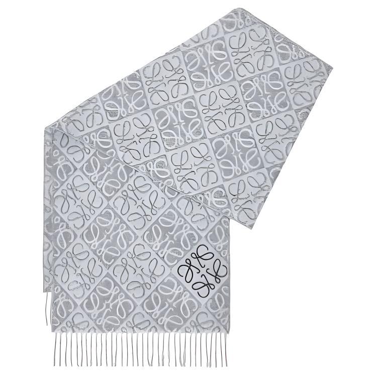 Loewe Loewe Wool Knit Scarves Unisex Gray