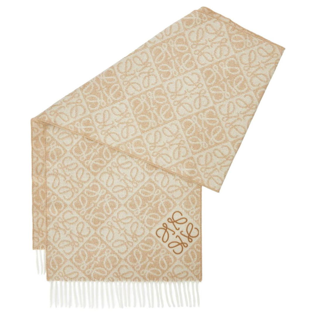 Loewe Loewe Cashmere Wool Knit Scarves Women's Beige