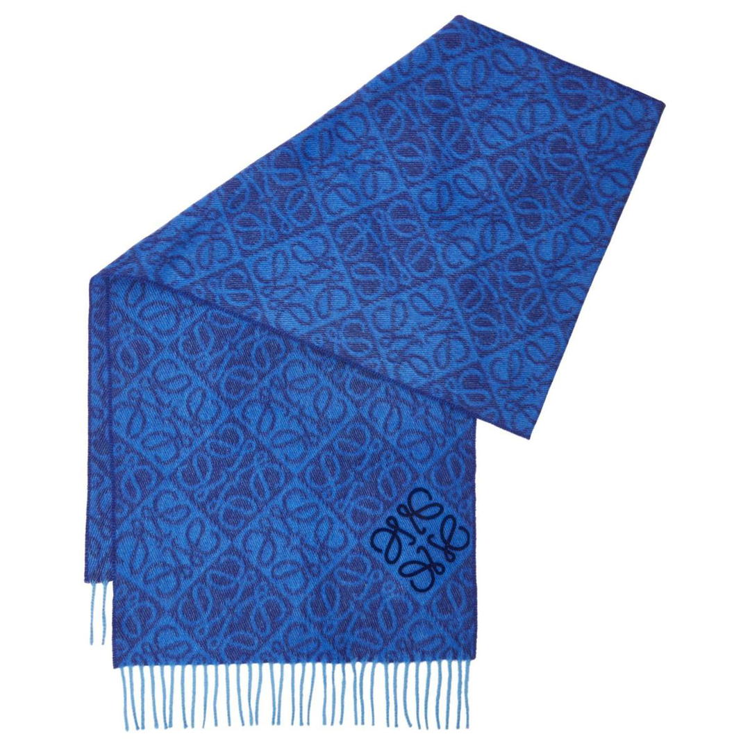 Loewe Loewe Wool Cashmere Knit Scarves Unisex Royal Blue